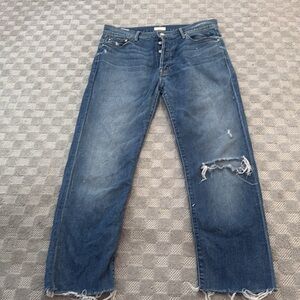 Mother The Vagabond Distressed Button Up Jean Skipping Stones 28